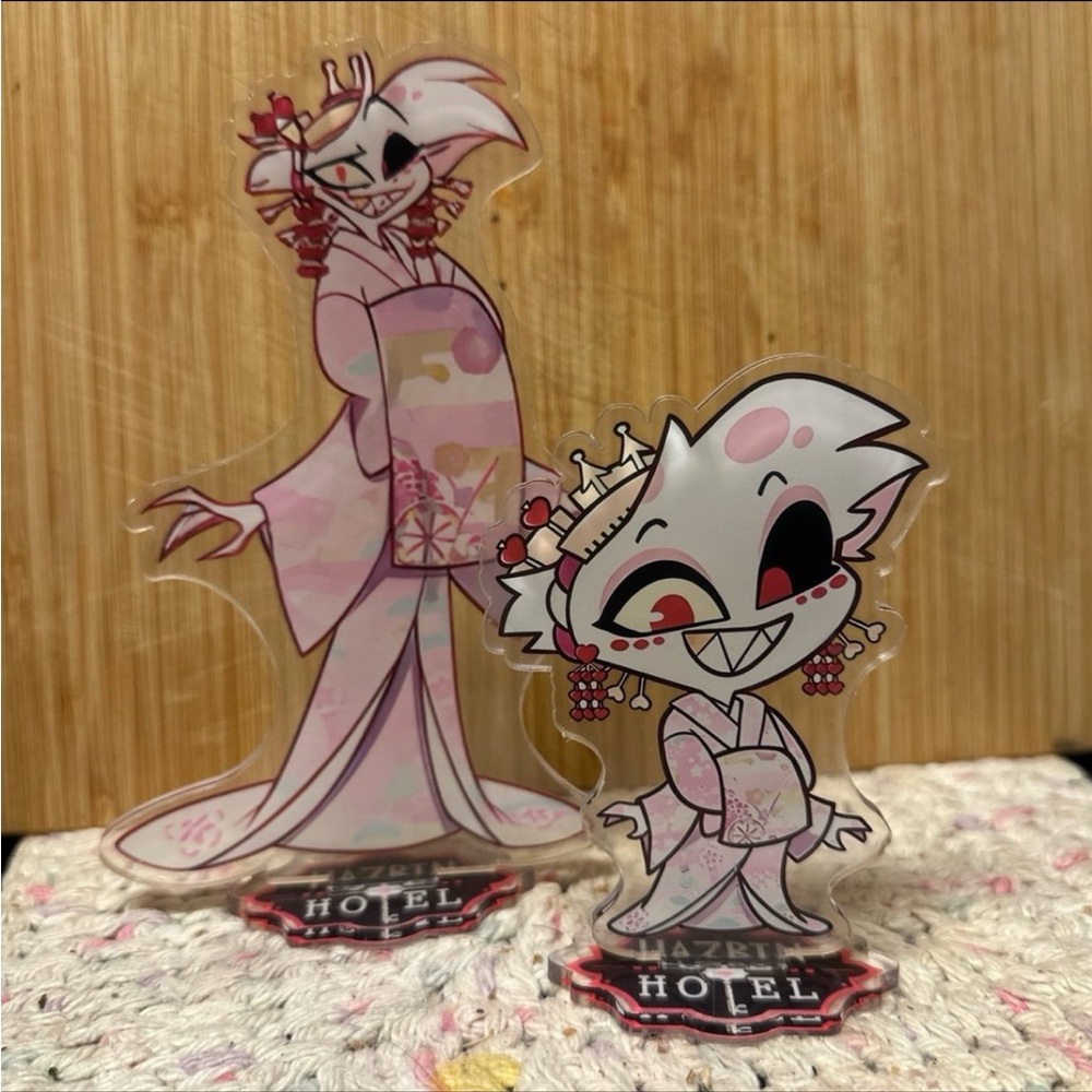 Bundle lot set Hazbin Hotel Angel Dust maid cafe anime acrylic figure standee